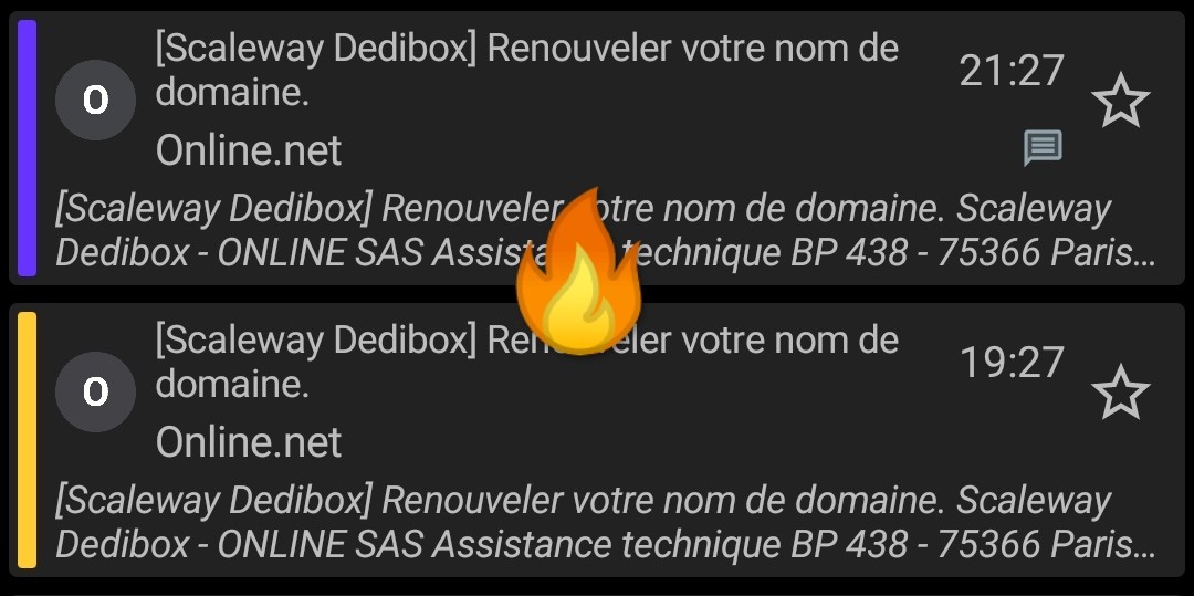 Alerte phishing au nom de domaine Scaleway