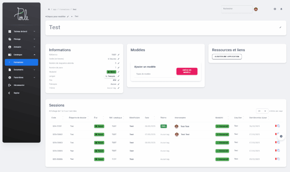 Projet Perle, CRM développé par NOUS - Ouvert, Utile & Simple