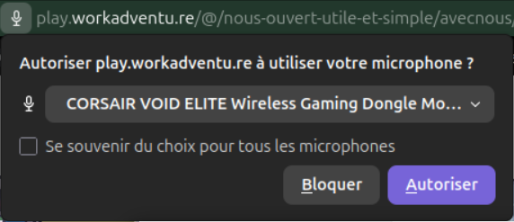 WorkAdventure : autorisé la video et micro